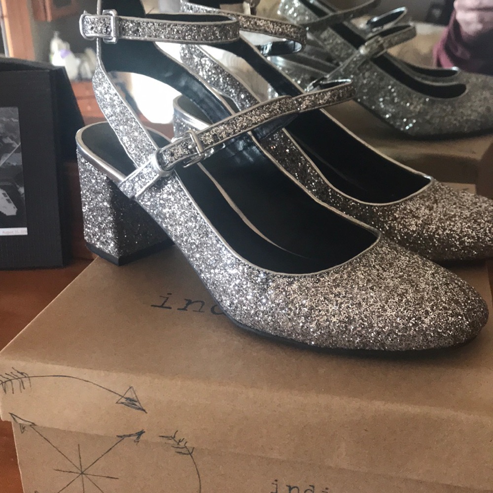 Sliver glitter Indigo Rd 2.5 inch heels Worn once